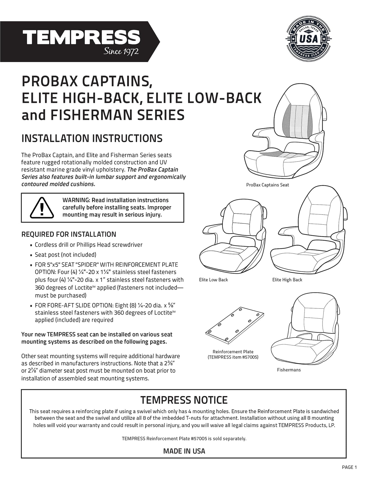 Tempress ProBax Captains Helm Boat Seat (Charcoal/Gray/Carbon)