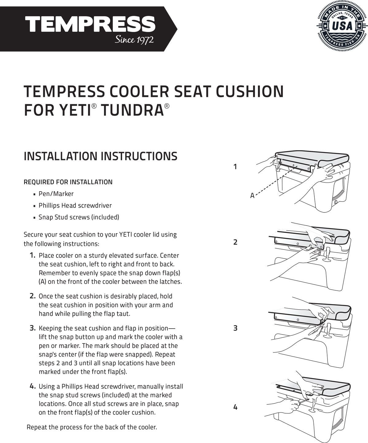 Tempress Cooler Seat Cushion for YETI® Tundra®